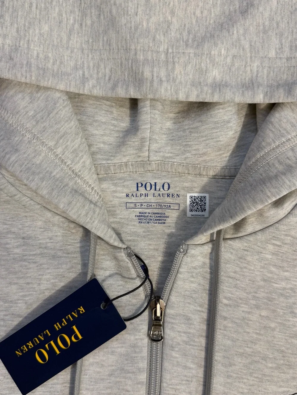 Ralph Lauren Heather Gray Full-Zip Hooded Sweatshirt